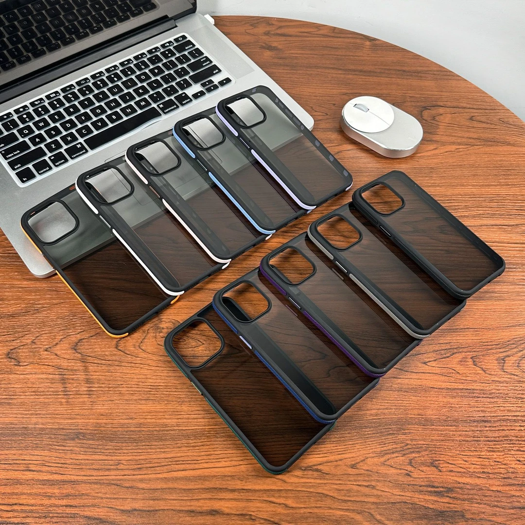 适用于简约双色肤感iPhone16Promax苹果手机壳透明全包防摔13个性