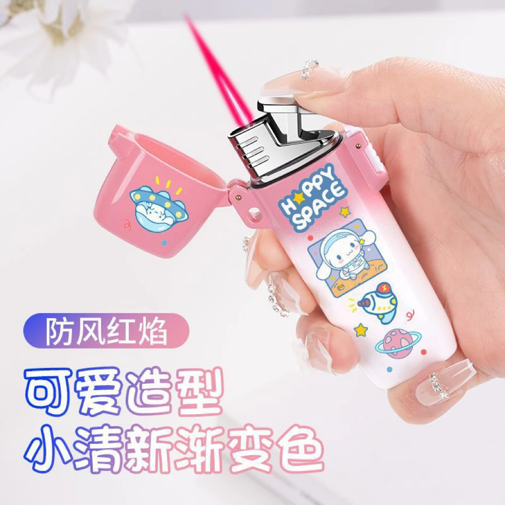 新款长条渐变玉三桂狗潮流丽鸥个性气体打火机网红创意烟具送男友