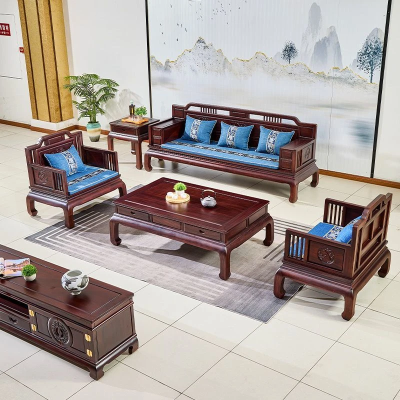 东非酸枝小户型沙发实木沙发新中式客厅古典雕花