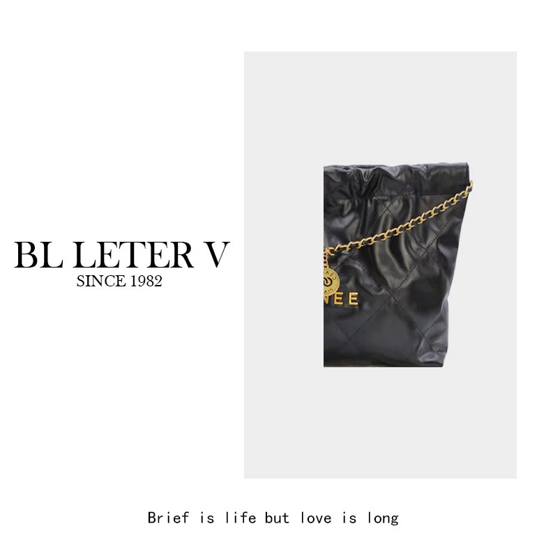 BL LETER V【横版黑色垃圾袋】轻奢时尚百搭单肩腋下包（底长35CM）