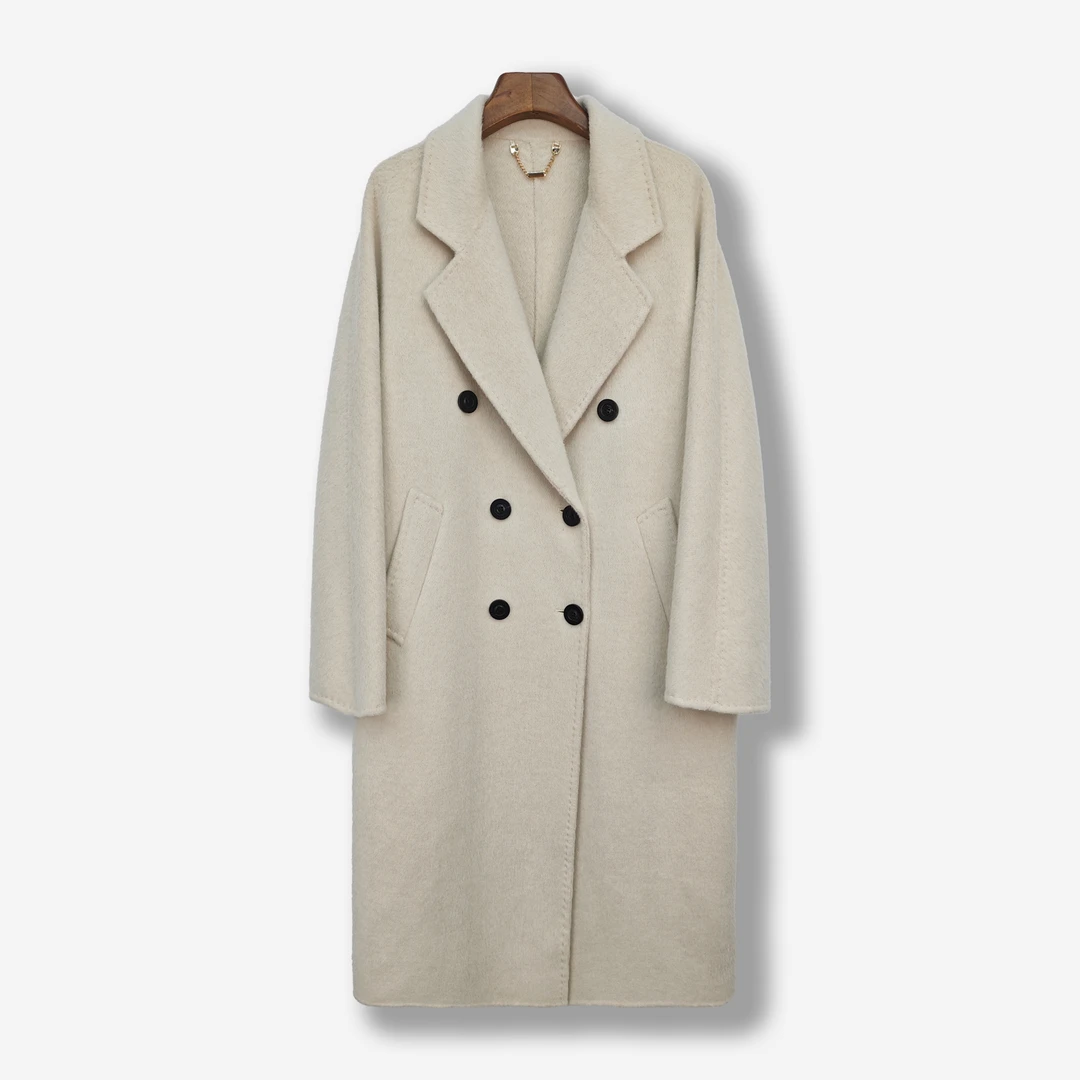 高品质牦牛绒欧版高端轻奢双面呢大衣秋冬中长款气质时尚长款