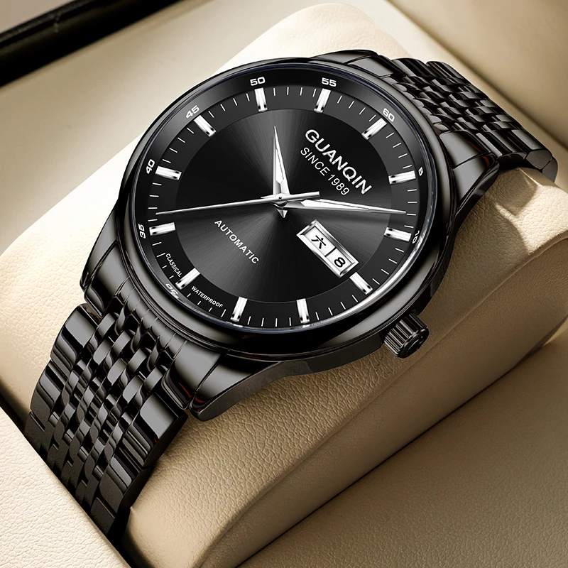 冠琴手表男款全自动机械表防水夜光双日历商务款男表手表机械表