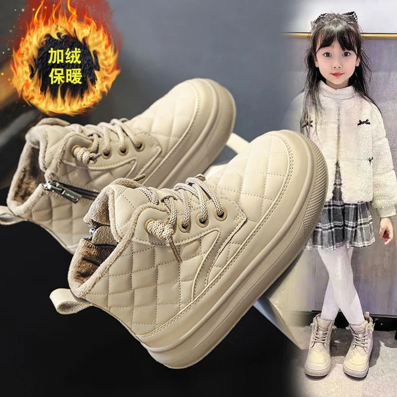 儿童冬季棉鞋2023新款女童防滑雪地靴中大童加厚保暖马丁靴短靴子