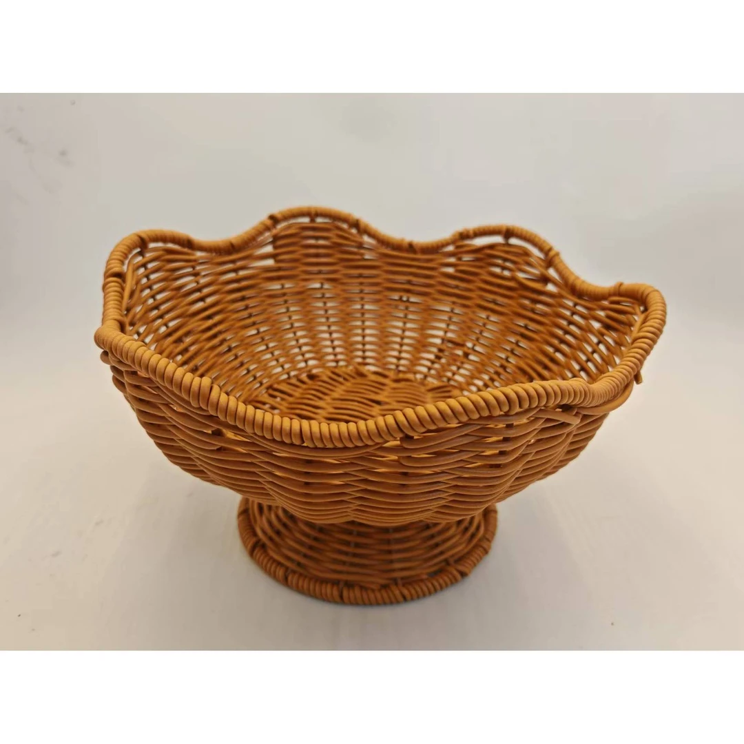 H2棕色手工编织水果瓜子零食收纳盒架子篮子25x15