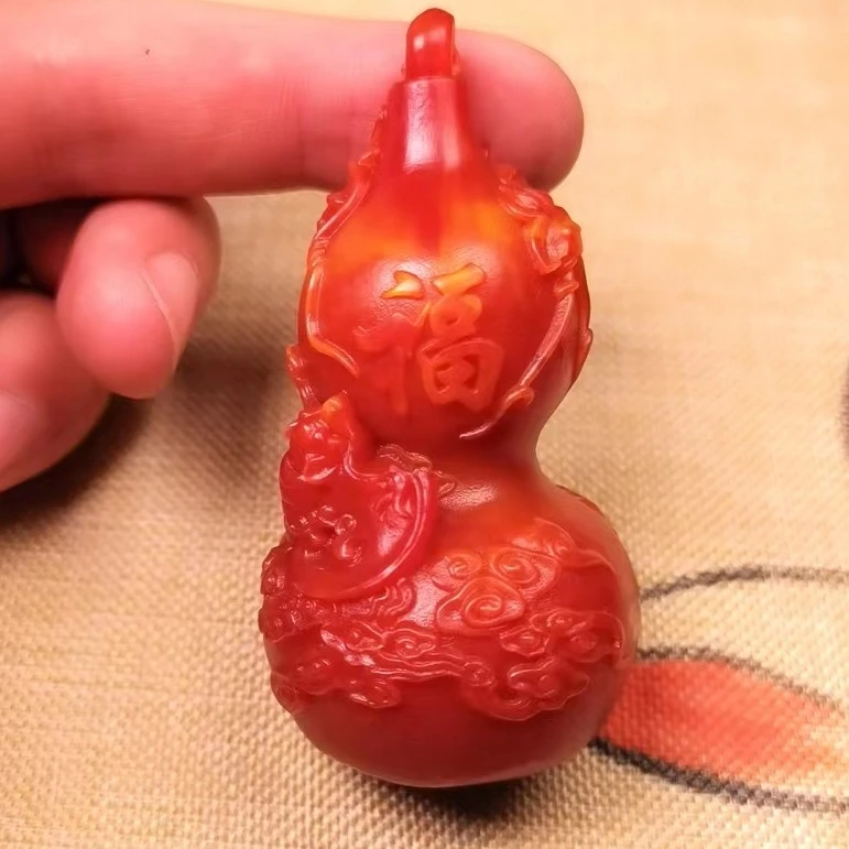 《新人福利》特色手工艺龙泉香福禄大红寿葫芦手把件手把玩创意