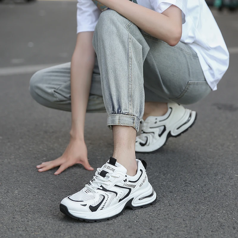 NEW BOLUNE/新百伦中帮系带增高小白鞋厚底韩版运动鞋ins春秋网红