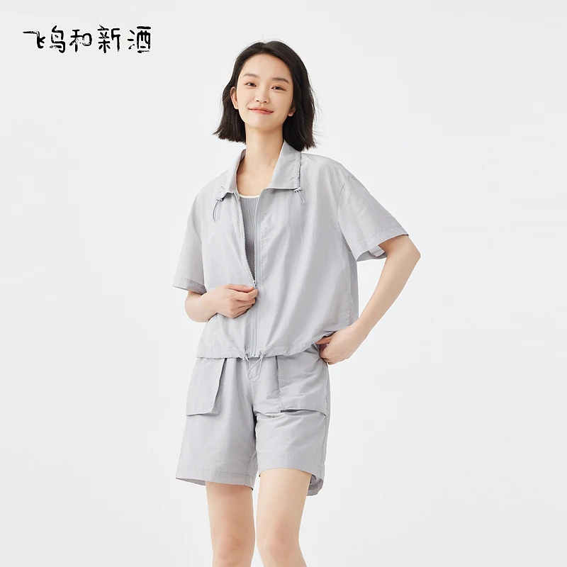 飞鸟和新酒夏季短袖上衣透气薄款短裤休闲时尚套装FD430212009