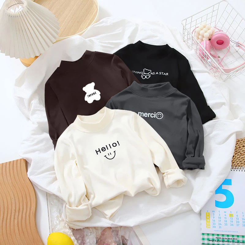 2024秋冬新款男女童重磅220克德绒打底衫中大儿童半高领内搭外搭