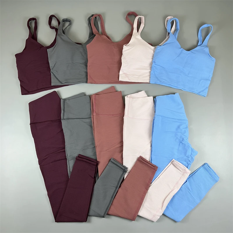 尾单 健身运动背心女带胸垫套装 蜜桃显臀高腰速干瑜伽跑步九分裤