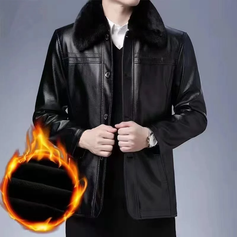 男士皮衣外套冬季新款高档皮衣休闲百搭皮夹克男款外穿加绒保暖