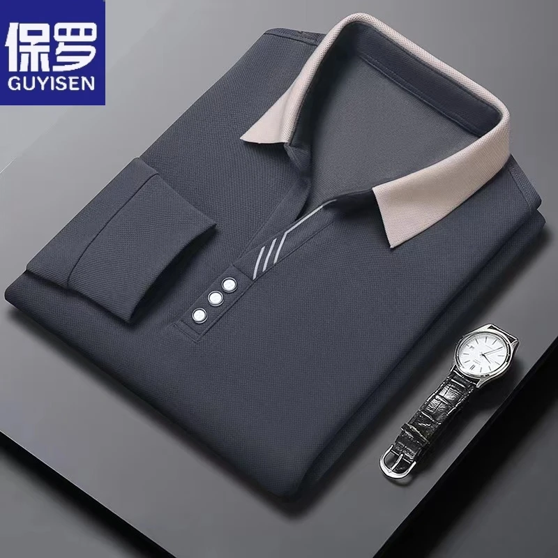 保罗男装时尚春秋冬季新款高档长袖男百搭翻领商务休闲上衣POLO衫