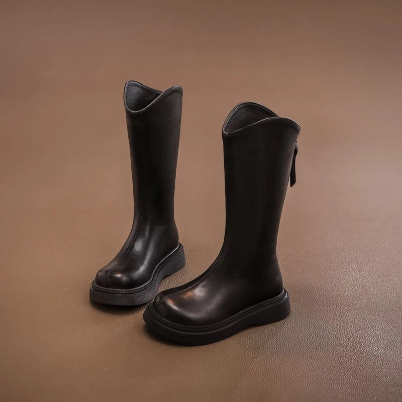 女童鞋秋冬款靴子儿童长靴2025冬季新款长筒棉鞋加绒女孩高筒软底