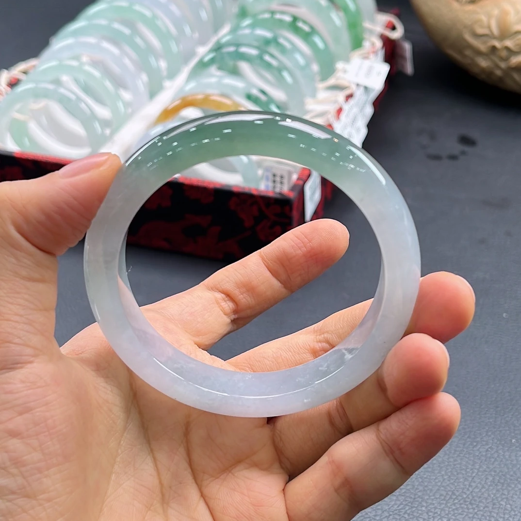 天然翡翠58.8糯冰半山水正圈