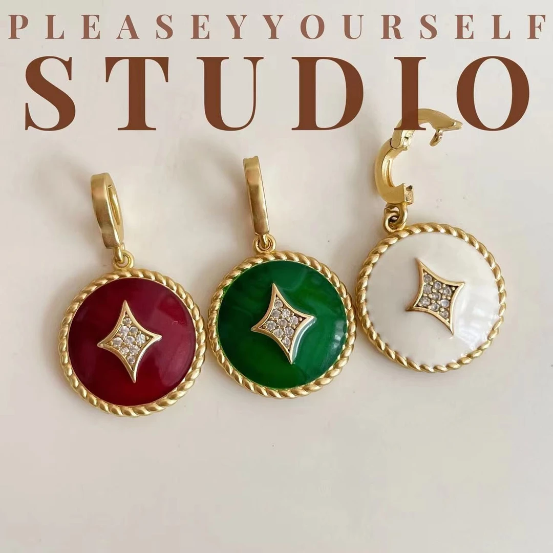 铜珐琅项链 「烁星吊坠」悦己原创设计珐琅彩复古时尚百搭活口项链