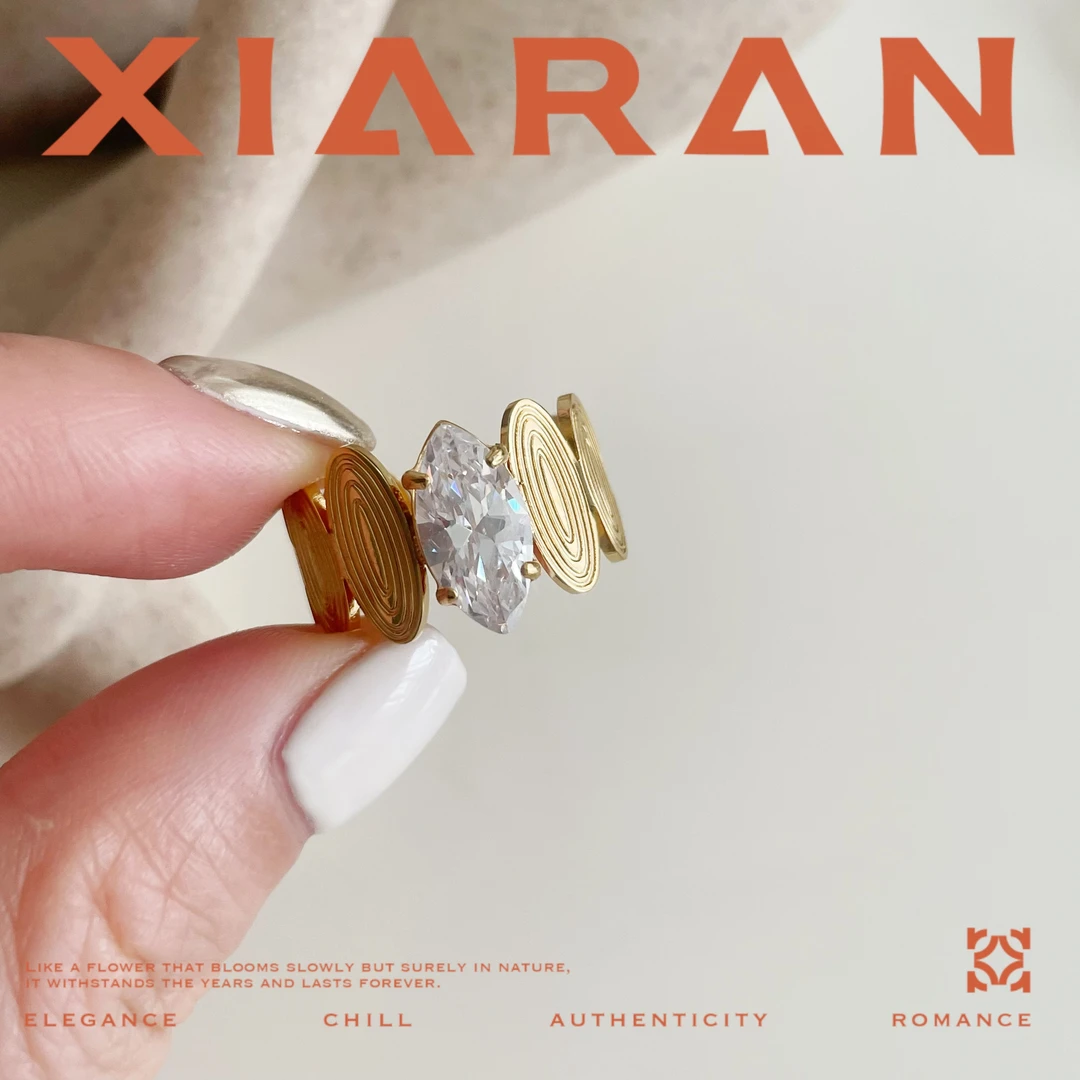 钛钢戒指 「轮回」时尚百搭轻奢简约小众金色精致气质镶嵌戒指