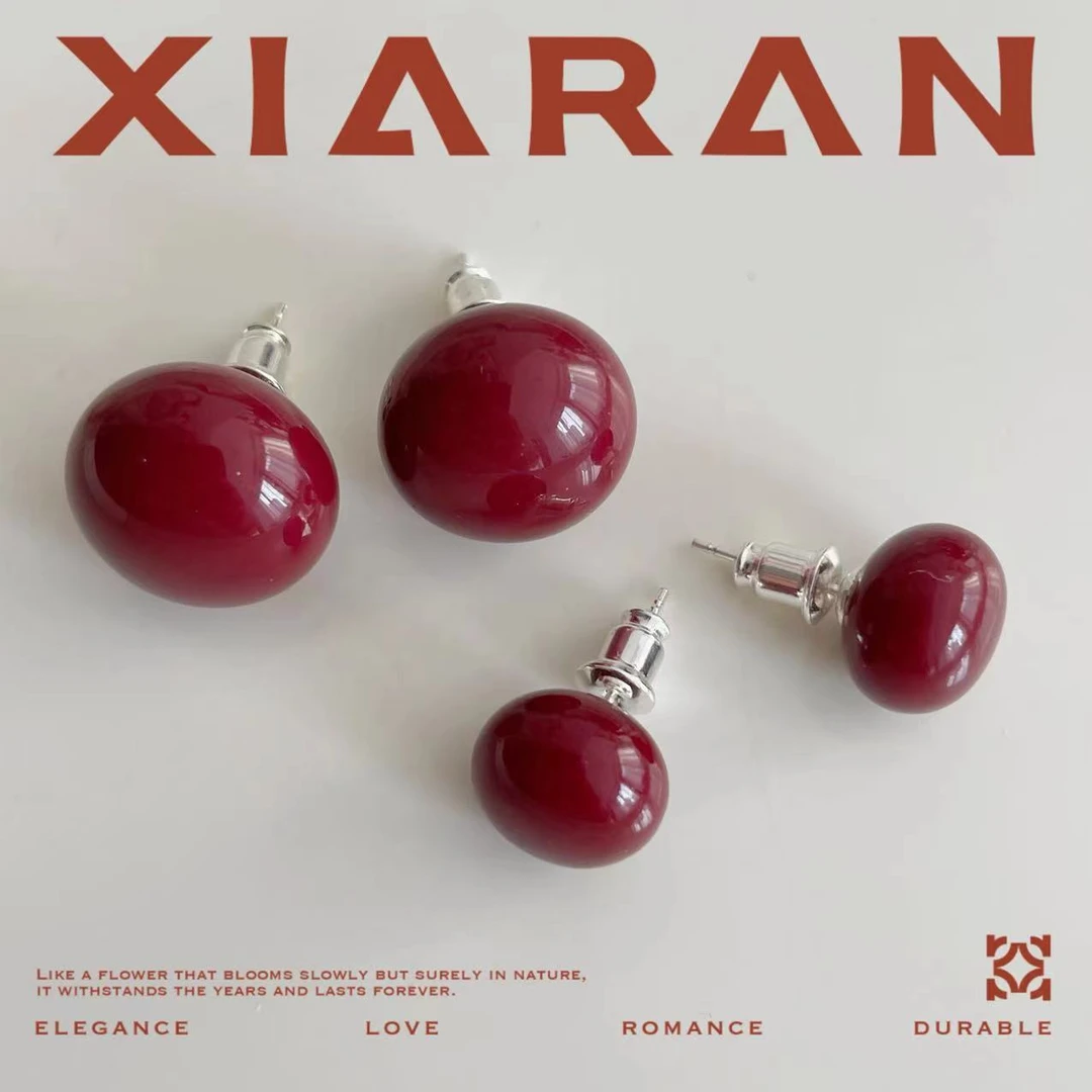 铜合金耳饰 「樱桃」时尚气质经典百搭小众红色高级简约耳钉