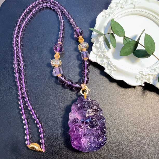 紫水晶姥姥狐紫离年吊坠项链