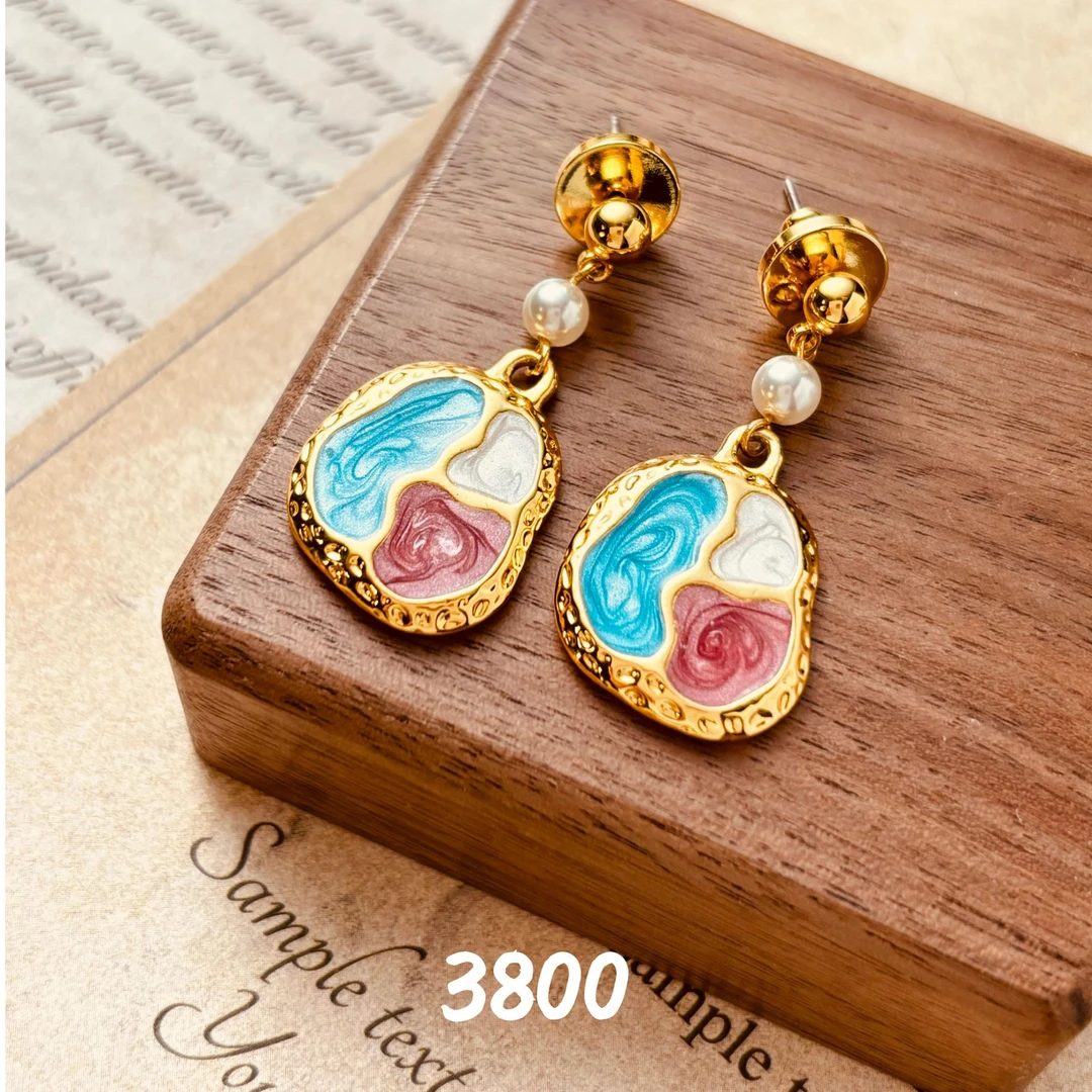 铜合金耳饰 经典中古风简约925银针耳饰~3800