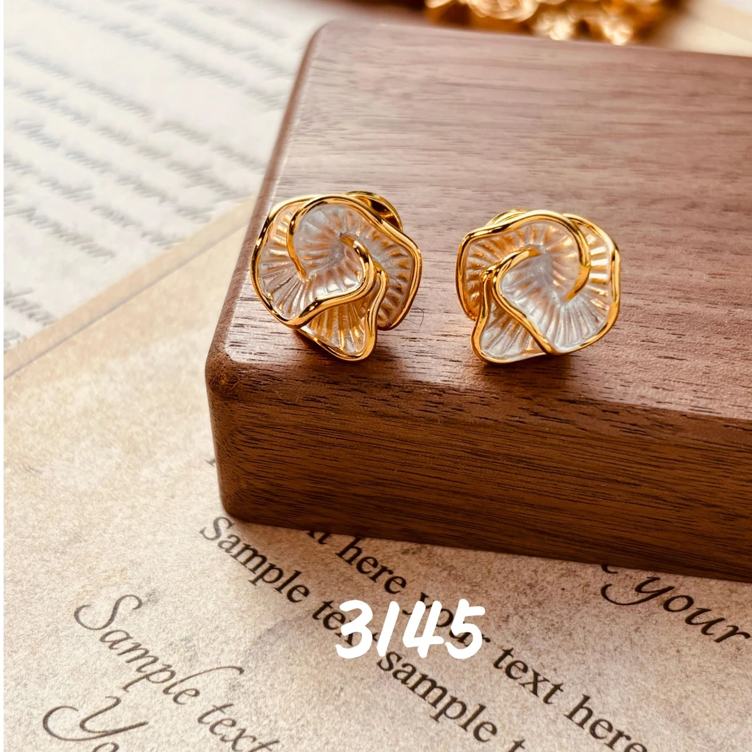 铜合金耳饰 时尚简约款花朵925银针耳饰~3145