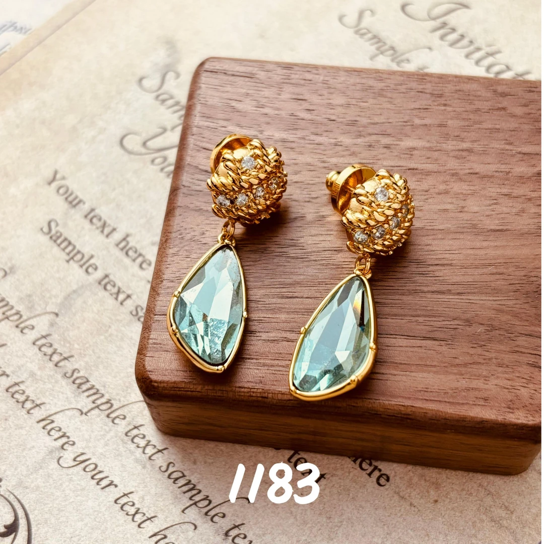 铜合金耳饰 中古Vintage个性925银针耳饰~1183