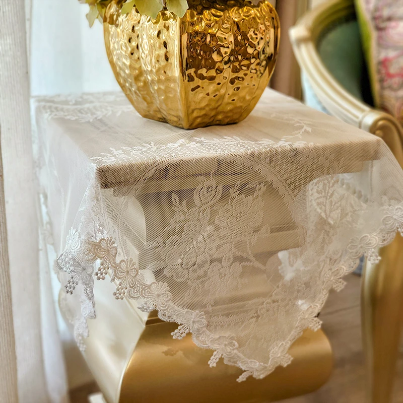 【粉丝福利】刺绣蕾丝多用盖巾小方巾百搭镂空防尘罩小家电装饰盖