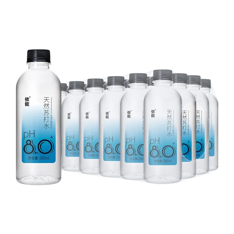 依能天然苏打水弱碱性ph8.0+无添加饮用天然水360ml瓶碱性苏打水