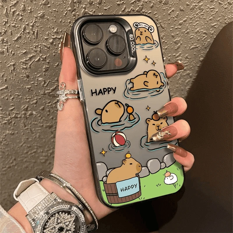 水豚适用iphone15promax手机壳14plus苹果13大孔12pro/11情侣xr/x