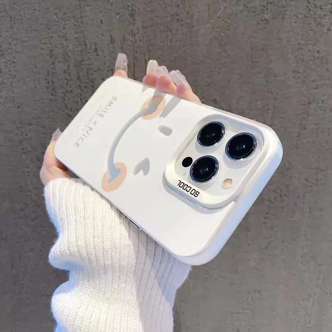 可爱笑脸适用iphone15/16防摔大孔手机壳12/13Promax元气硬壳7/8P