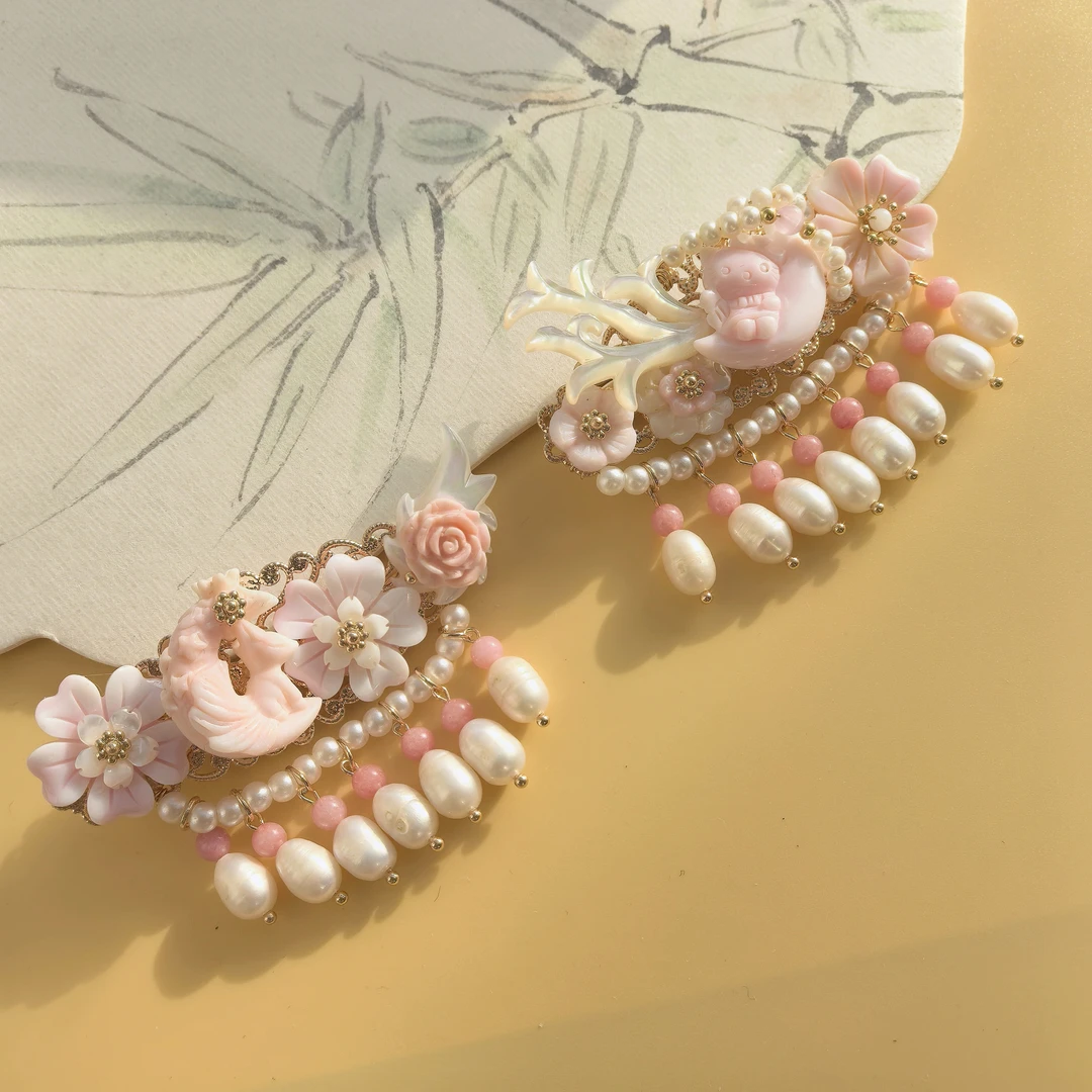 女皇贝发夹发饰古风