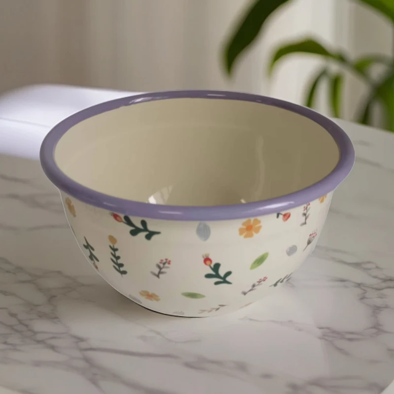 17厘米珐琅搪瓷圆碗家用可爱米饭碗创意小清新面碗汤碗锅