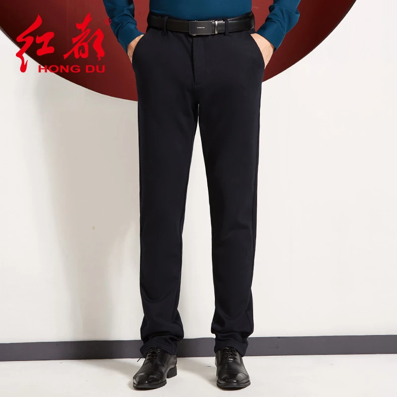 红都秋冬新款男装休闲裤直筒高腰商务长裤深档休闲男裤19350