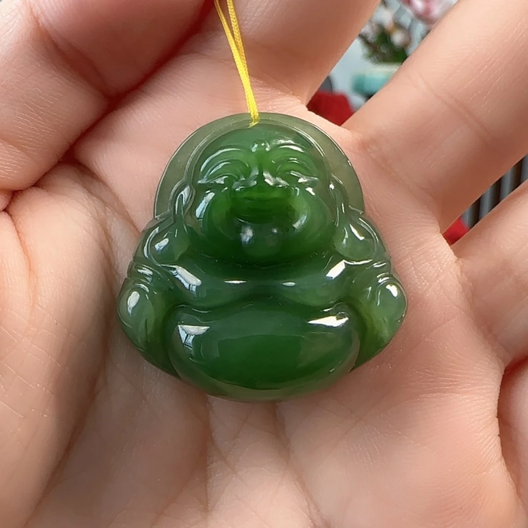 【闪购商品】和田玉俄罗斯碧玉七号矿佛公挂件未镶嵌