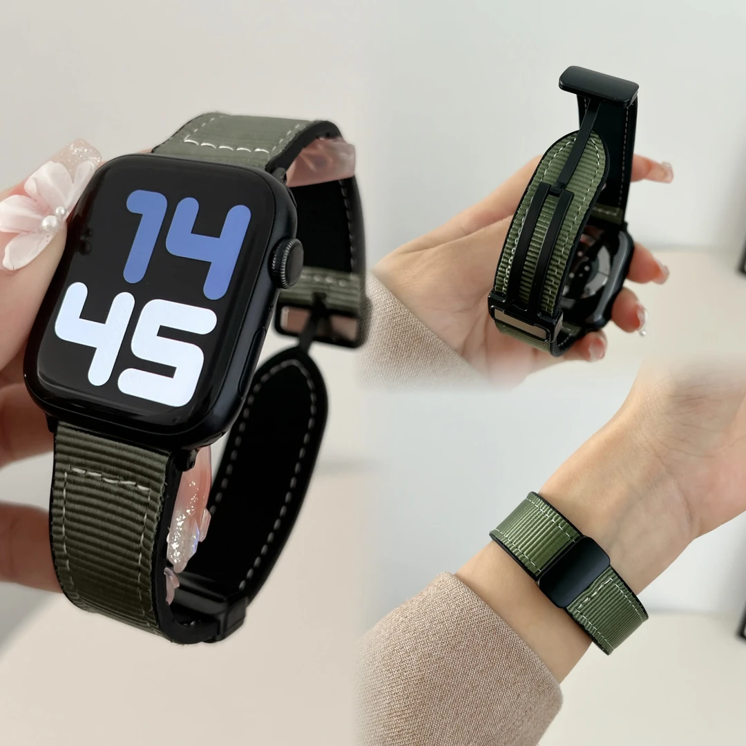 秋冬新款尼龙品牌iwatch手表带9适用苹果applewatch女运动男ultra