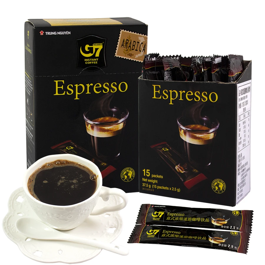 越南进口中原G7纯黑咖啡粉2.5g*15小袋意式浓缩速溶咖啡