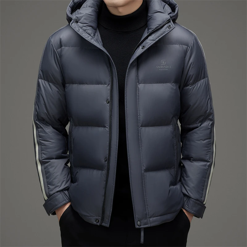XUANREN阿玛尼新款男装羽绒服白鸭绒短款保暖加厚冬季连帽外套