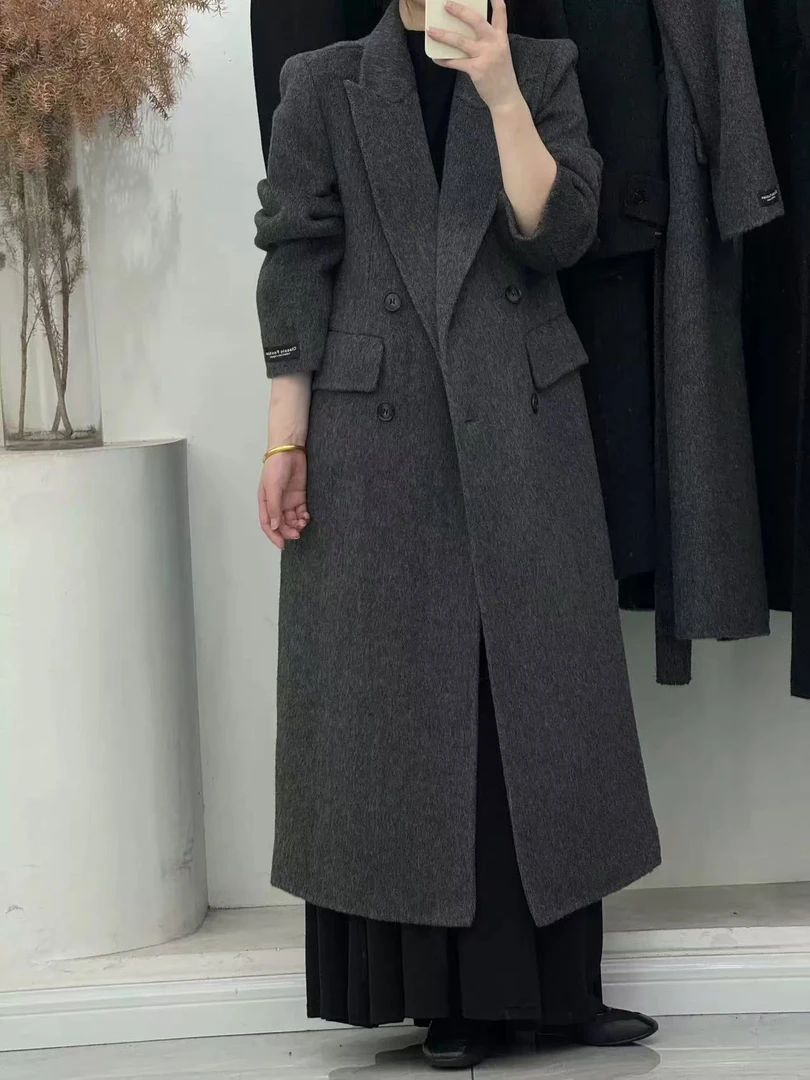 【小蛮腰秋冬高品】高端大衣外套双面咩咩毛