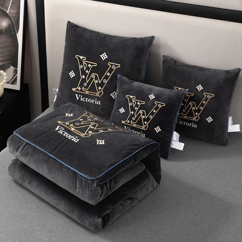 【特厚 A类婴儿绒】两用抱枕被加厚车载靠垫背办公室睡觉可折叠毛毯