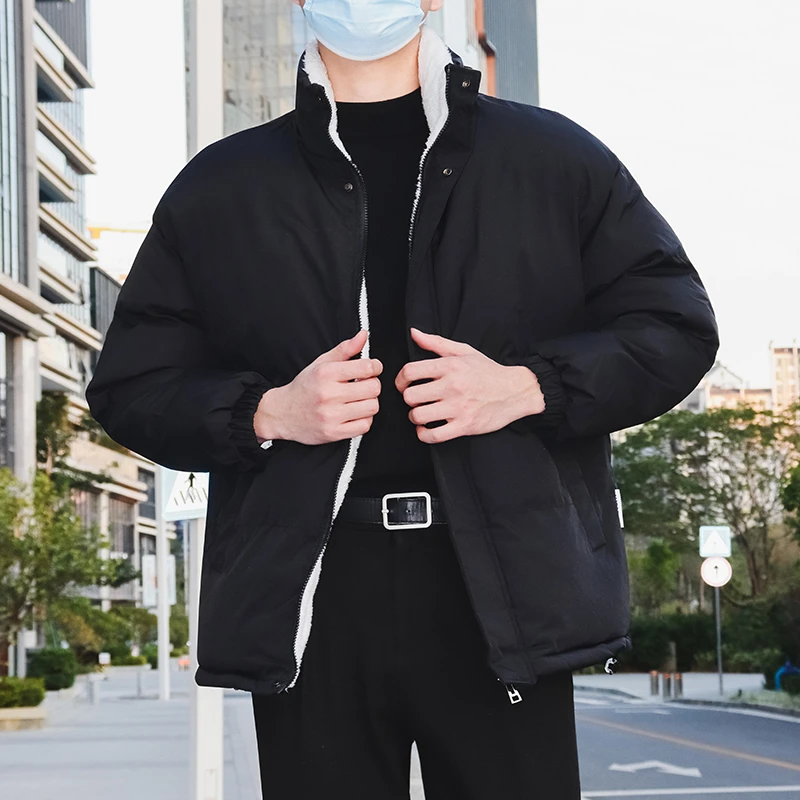 冬季加绒棉衣外套男休闲棉服加厚宽松潮流面包服冬装保暖立领棉袄