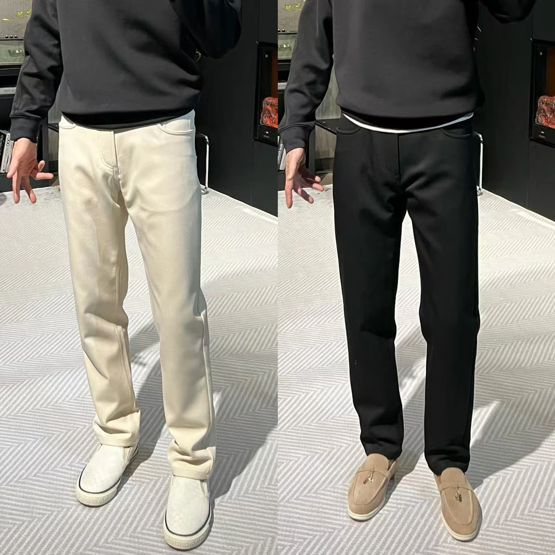 【嵿奢狠货】秋冬加厚保暖 羊*毛莫代尔可机洗直筒商务休闲牛仔裤男