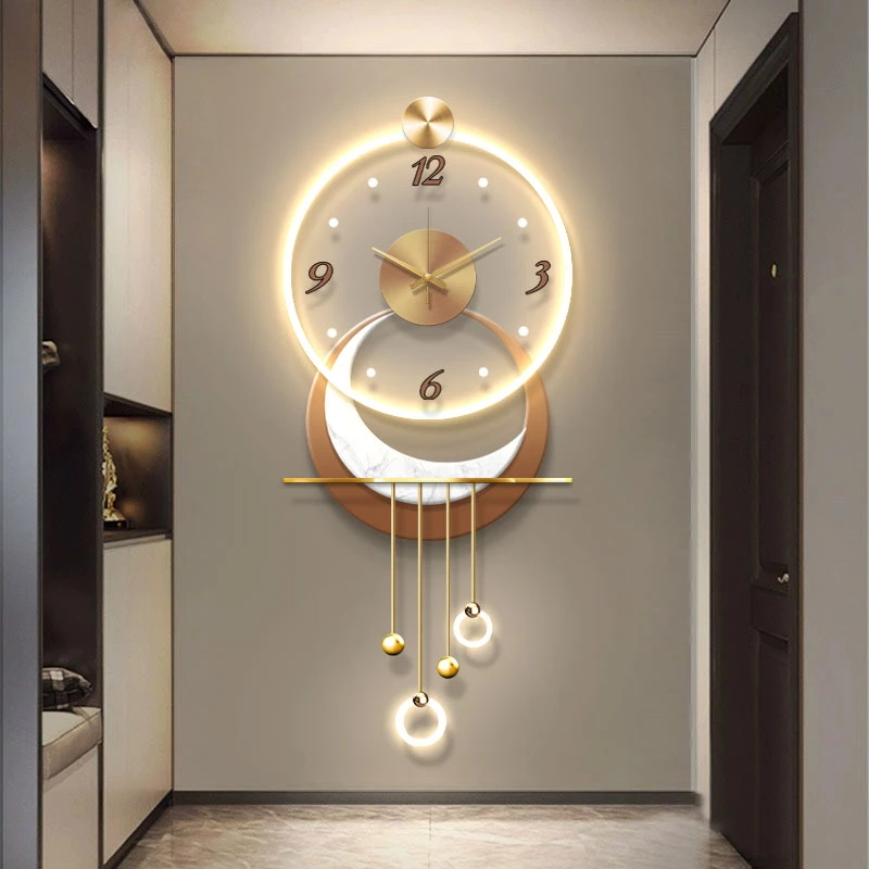 玄关时钟装饰画轻奢走廊尽头立体氛围挂画高级感壁画