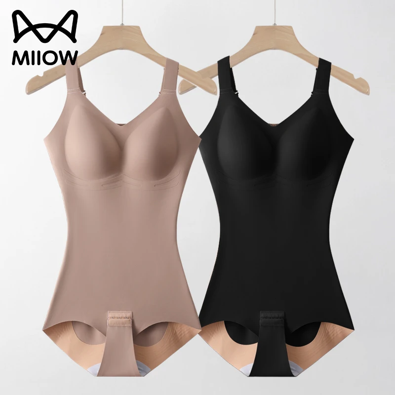 MiiOW/猫人免穿文胸保暖连体塑身衣收腹提臀束身衣磨毛美体束腹衣