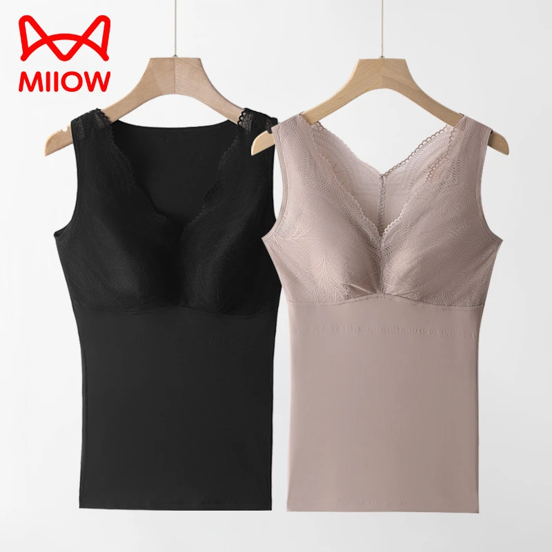 MiiOW/猫人磨毛免穿文胸塑身保暖背心收腹束腰美体加绒保暖上衣女