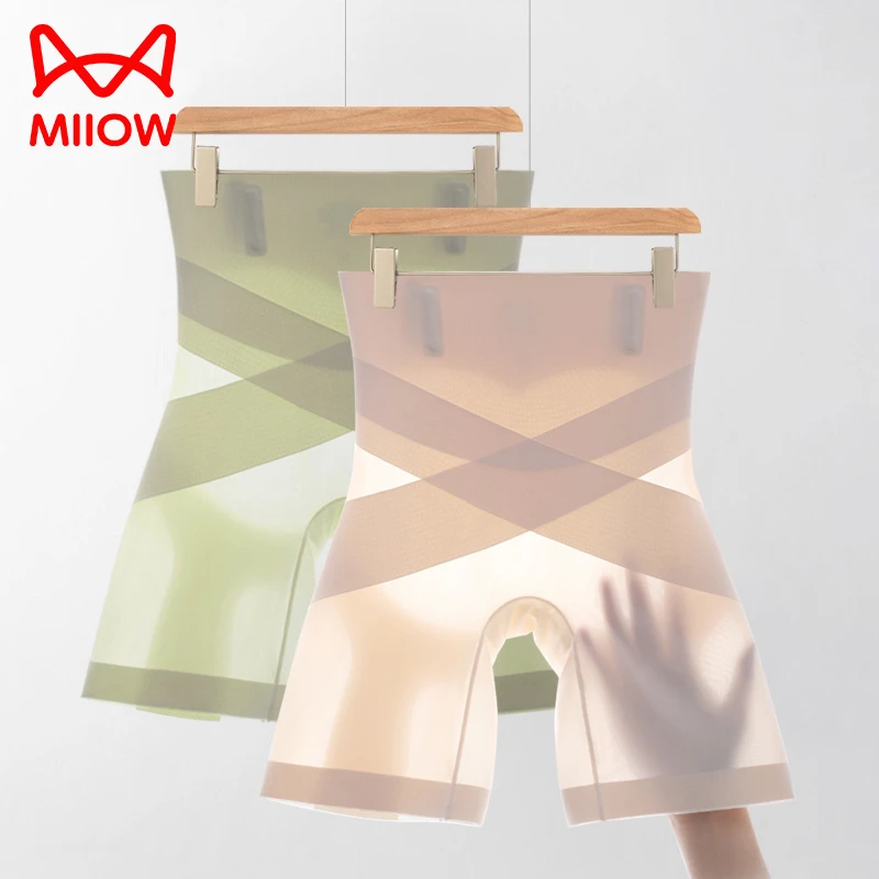 MiiOW/猫人高腰收腹提臀裤夏季薄款冰丝透气塑身美体翘臀打底裤女