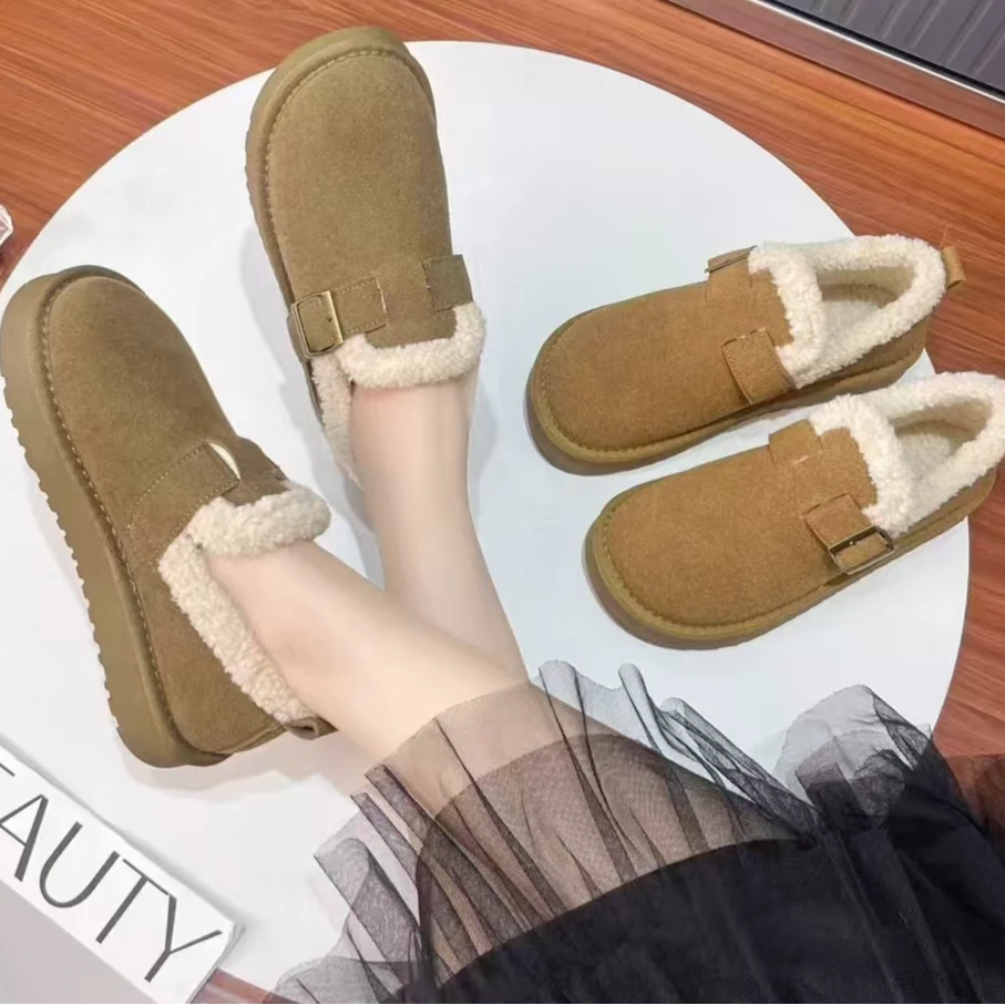 F520    秋冬新款时尚加绒舒适百搭保暖厚底休闲外穿爆款勃肯鞋