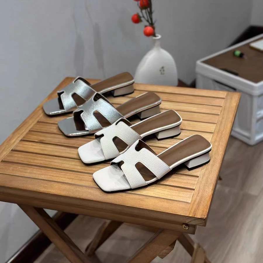 81-22   夏季新款网红百搭外穿时尚法式韩版方头气质拖鞋