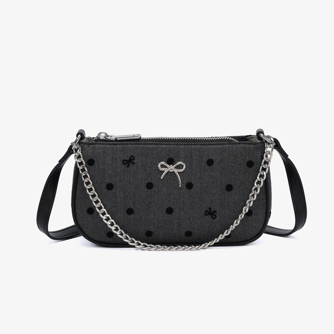 2024新款简约百搭女士波点花麻将包单肩斜挎包