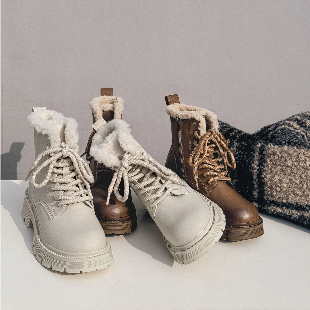 （唯品专属）03-0387时尚厚底加绒马丁靴百搭保暖韩版英伦风ins