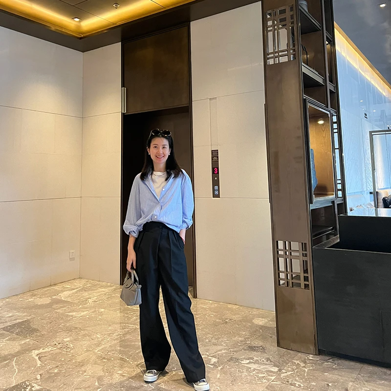 Ulight【漫步街头】四季可穿斜门襟立体剪裁通勤阔腿裤西装