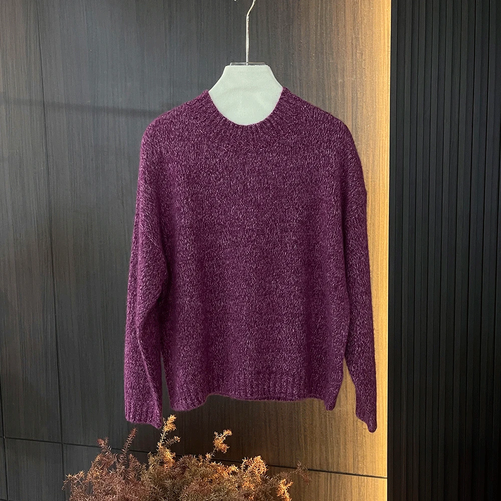 喵喵家 秋冬新款时尚百搭加厚圆领羊绒衫