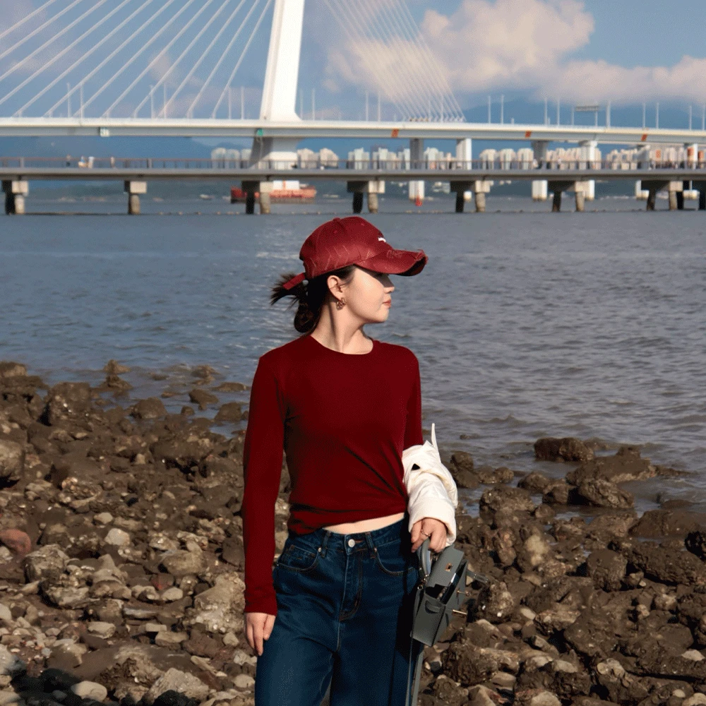 喵喵家 秋冬新款时尚舒适休闲长袖羊毛混纺打底衫